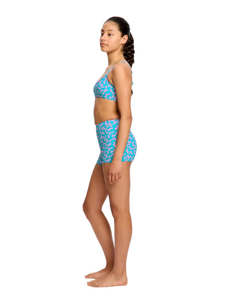 Modibodi Dívčí menstruační plavky Modibodi Performance Hi Waist Short Super Wavy Blue spodní díl