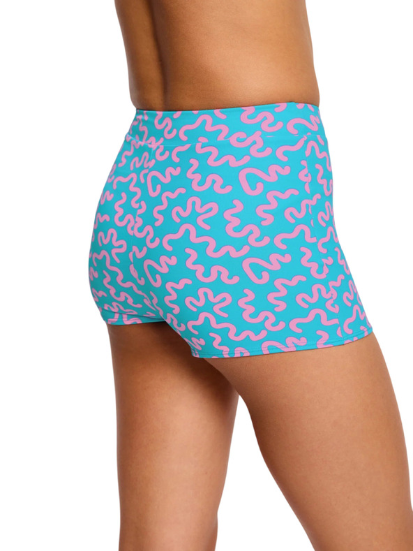 Modibodi Dívčí menstruační plavky Modibodi Performance Hi Waist Short Super Wavy Blue spodní díl