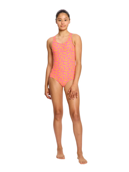 Modibodi Dívčí menstruační plavky Modibodi Racerback One Piece Light Wavy Pink jednodílné