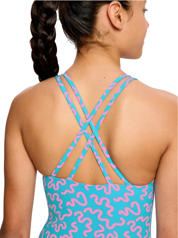 Modibodi Dívčí menstruační plavky Modibodi Splice One Piece Super Wavy Blue jednodílné