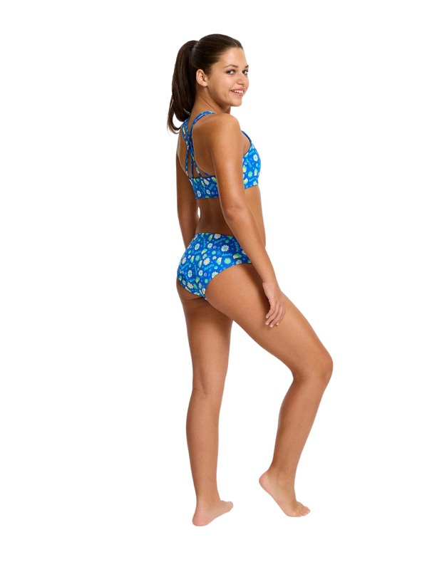 Modibodi Dívčí menstruační plavky Modibodi Teen Smileyworld Bikini Boho Botanical Blue spodní díl