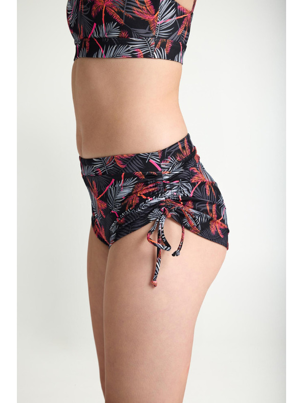 Modibodi Dívčí menstruační plavky Modibodi Teen High Short Jungle Palm Black spodní díl