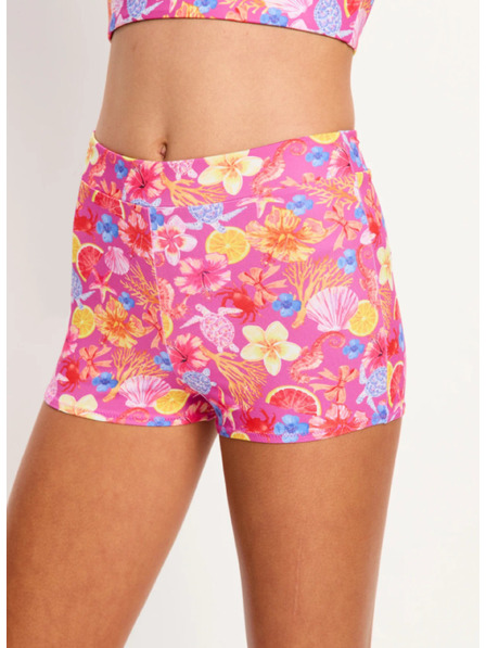 Modibodi Dívčí menstruační plavky Modibodi Marine Teen Swimwear Hi Waist Short Super Tropicana Crush spodní díl