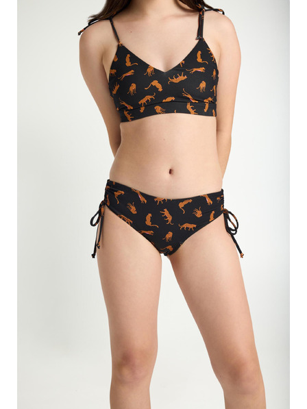 Modibodi Dívčí menstruační plavky Modibodi Teen High Bikini Cheetah Chase Black spodní díl