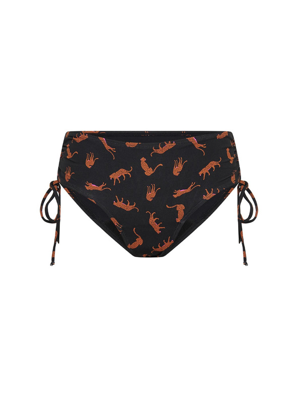 Modibodi Dívčí menstruační plavky Modibodi Teen High Bikini Cheetah Chase Black spodní díl