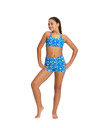 Modibodi Dívčí menstruační plavky Modibodi Teen Smileyworld Hi Waist Short Boho Botanical Blue spodní díl
