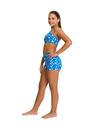 Modibodi Dívčí menstruační plavky Modibodi Teen Smileyworld Hi Waist Short Boho Botanical Blue spodní díl