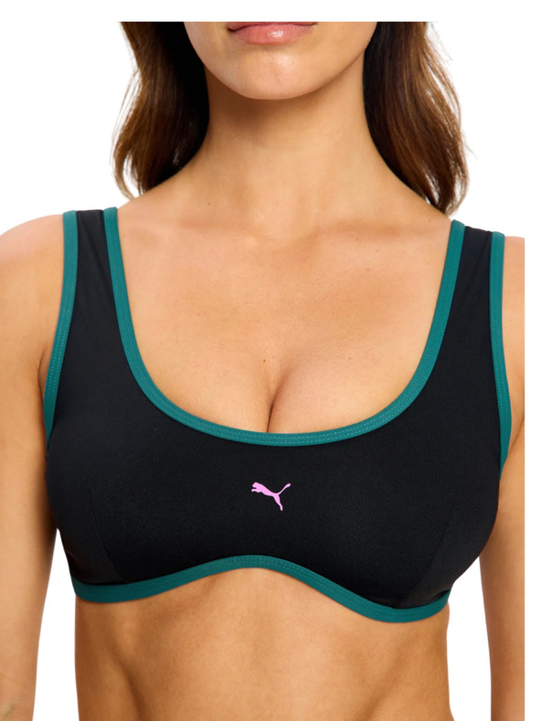 Modibodi Plavky Puma & Modibodi Scoop Bikini Top Black Orchid horní díl