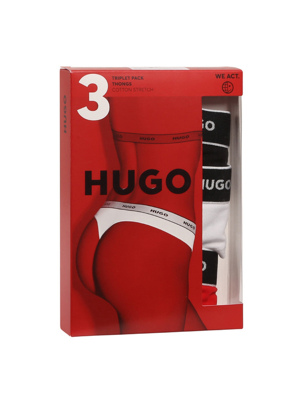 HUGO Sada tří - dámská tanga HUGO vícebarevná
