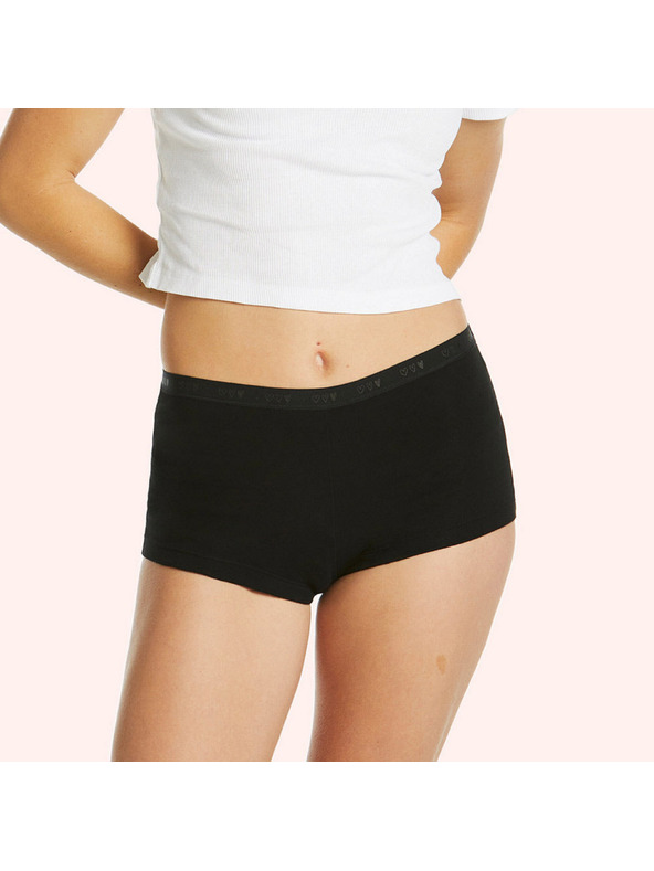 Love Luna Menstruační kalhotky pro dívky Love Luna Shortie Brief Black Hearts