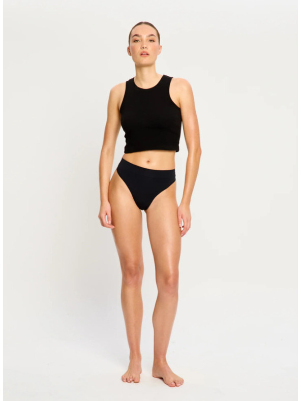 Modibodi Menstruační tanga Modibodi Modicomfort Seamless Hi Waist Thong Light Black
