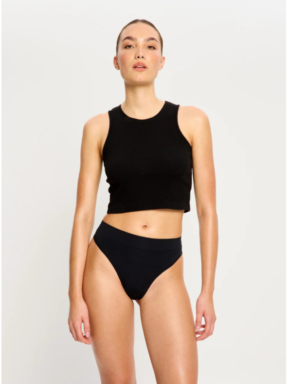 Modibodi Menstruační tanga Modibodi Modicomfort Seamless Hi Waist Thong Light Black