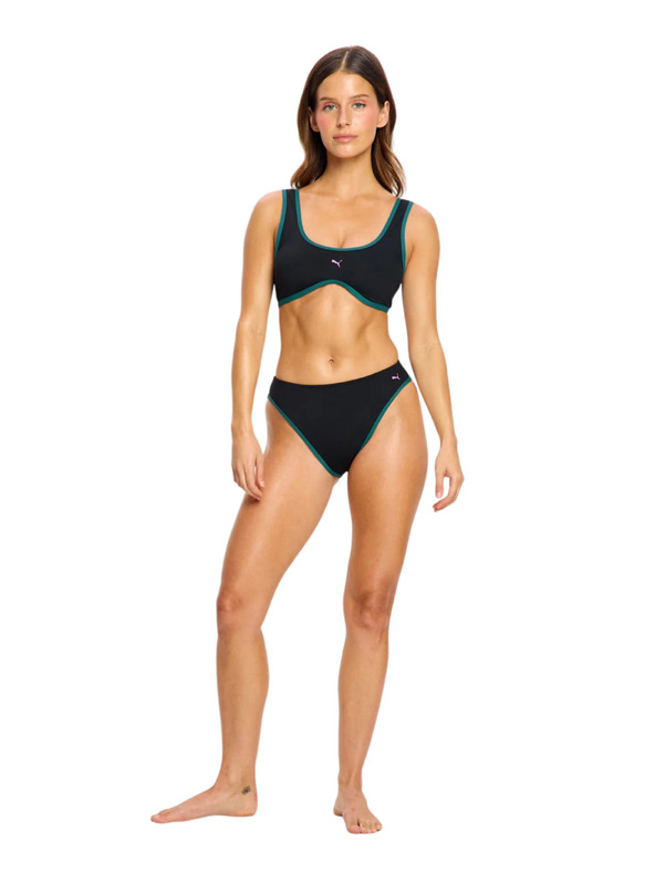 Modibodi Menstruační plavky Puma & Modibodi Hi-Leg Cheeky Bottom Super Black Orchid spodní díl