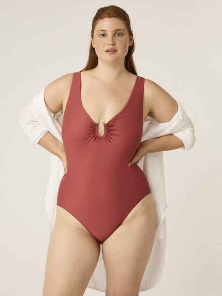 Modibodi Menstruační plavky Modibodi High V Neck One Piece Sahara Red