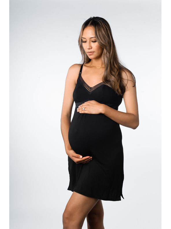 Hotmilk Dámská noční košilka Hotmilk Dream Nightie FULL CAP kojicí černá