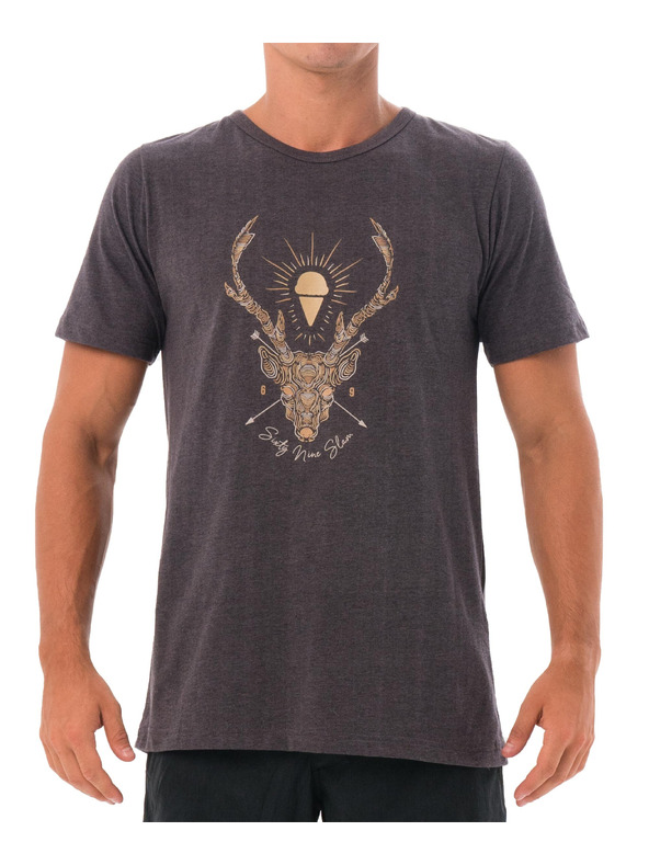 69slam Pánské tričko 69SLAM DEER LINES BLACK MELANGE