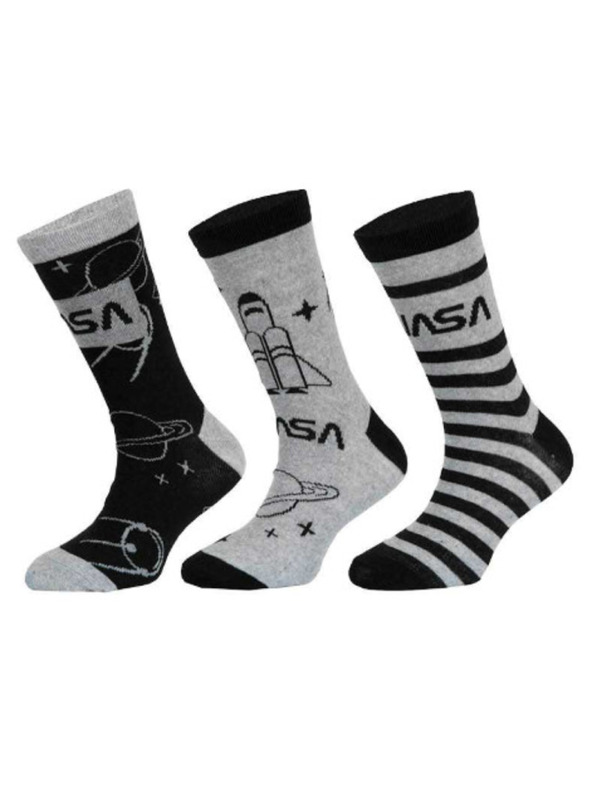 Trenýrkárna Sada tří - dětské ponožky NASA vícebarevné (39269/grey)