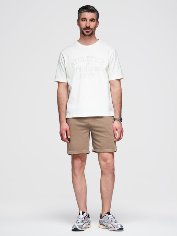 Ombre Clothing Pánské bavlněné teplákové šortky BASIC hnědé Ombre Clothing