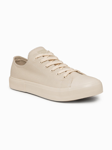 Ombre Clothing Jednobarevné nízké pánské tenisky – světle béžové V2 OM-FOTL-0189 Ombre Clothing