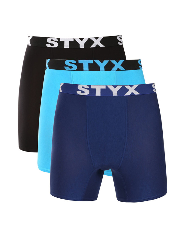 Styx Sada tří - pánské boxerky Styx long sportovní guma vícebarevné