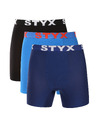 Styx Sada tří - pánské boxerky Styx long sportovní guma vícebarevné