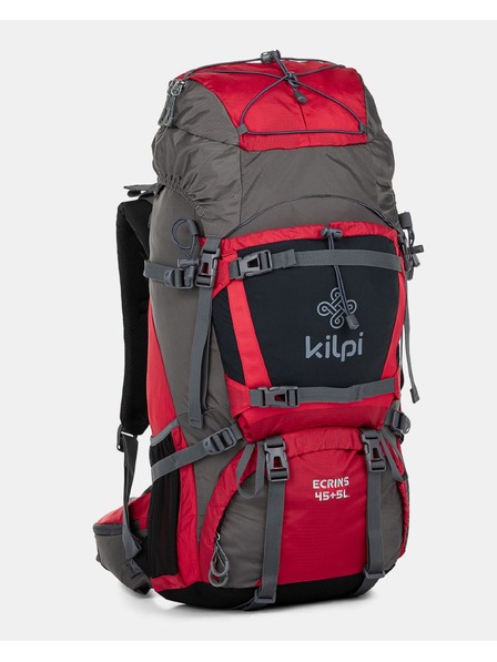 Kilpi Šedo-červený unisex sportovní batoh Kilpi ECRINS (45+5 l)