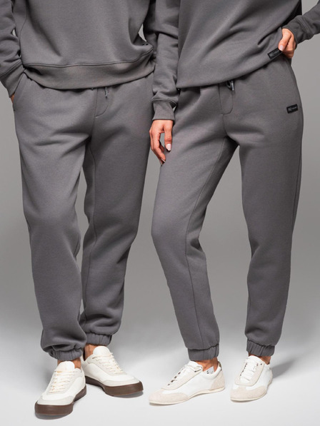 Ombre Clothing Klasické unisex tepláky se šňůrkou - šedé V18 OU-PSBC-0100 Ombre Clothing
