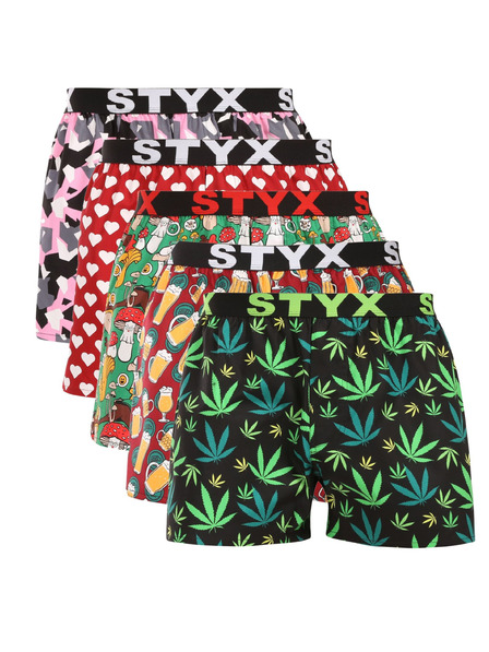 Styx Sada pěti - pánské trenky Styx art sportovní guma vícebarevné