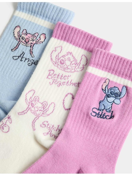 Marks & Spencer Ponožky Lilo & Stitch™, sada 3 párů (6 malé – 7 velké) Marks & Spencer růžová