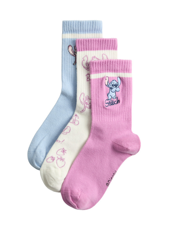 Marks & Spencer Ponožky Lilo & Stitch™, sada 3 párů (6 malé – 7 velké) Marks & Spencer růžová