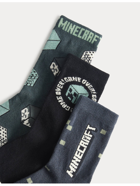 Marks & Spencer Ponožky Minecraft™ s vysokým podílem bavlny, 3 páry v balení (6 malé – 7 velké) Marks & Spencer zelená