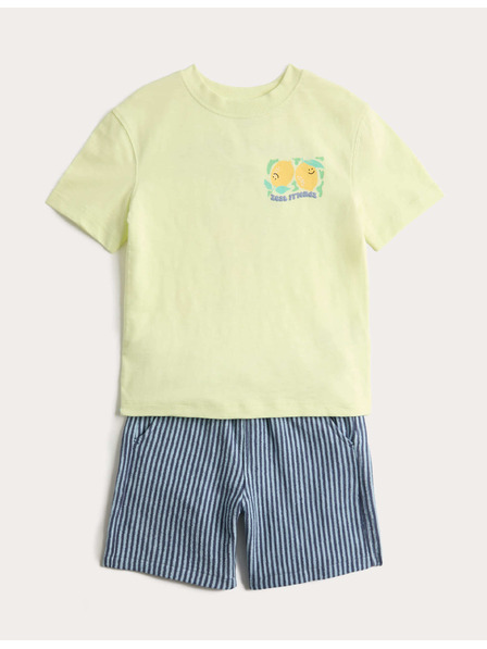 Marks & Spencer 2dílný outfit trička a šortek z čisté bavlny (2–8 let) Marks & Spencer žlutá