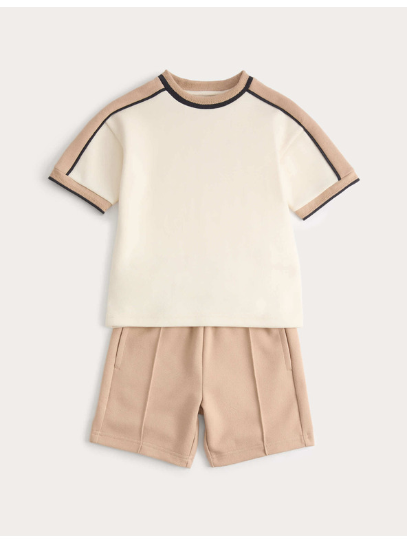 Marks & Spencer Outfit piké trička a šortek ze směsi bavlny (2–10 let) Marks & Spencer smetanová