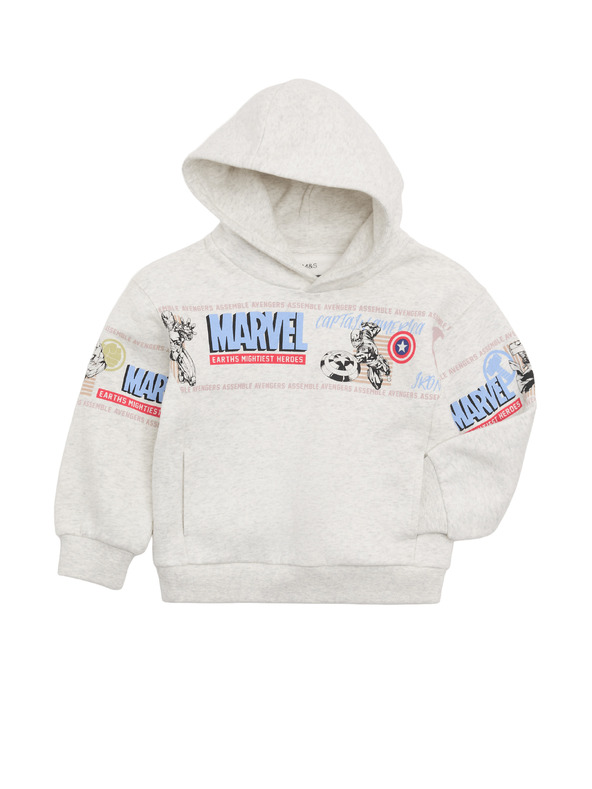 Marks & Spencer Mikina Marvel™ s kapucí a vysokým podílem bavlny (2–8 let) Marks & Spencer šedá