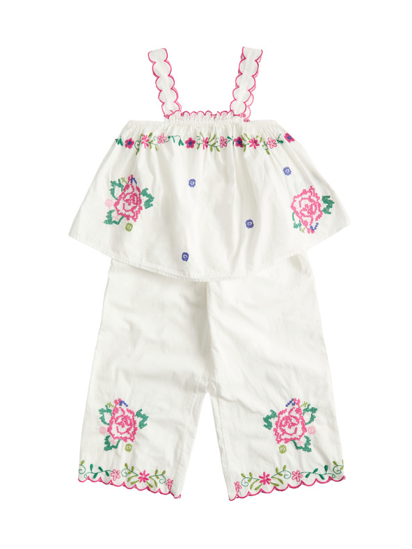 Marks & Spencer 2dílný vyšívaný outfit z čisté bavlny (2 – 10 let) Marks & Spencer béžová