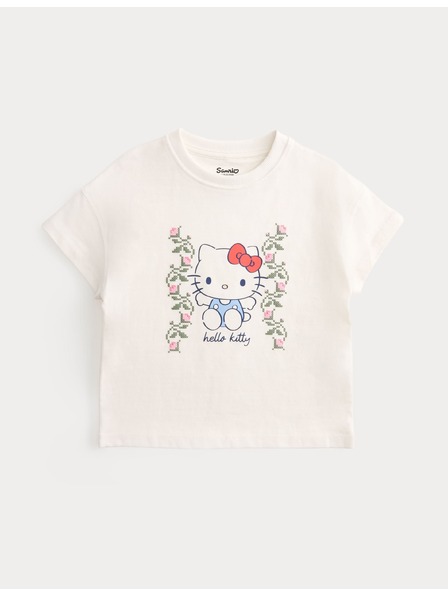 Marks & Spencer Tričko s motivem Hello Kitty™, z čisté bavlny (2–8 let) Marks & Spencer smetanová