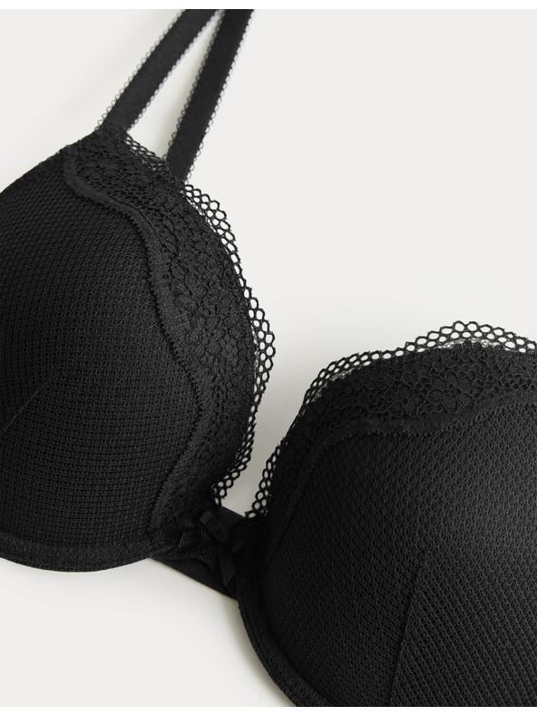 Marks & Spencer Krajková push-up dekoltová podprsenka Jasmine s kosticemi, (vel. A–E) Marks & Spencer černá