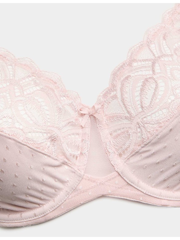 Marks & Spencer Podprsenka Amelia se zmenšujícím efektem, kosticemi a krajkou, vel. (C–H) Marks & Spencer růžová
