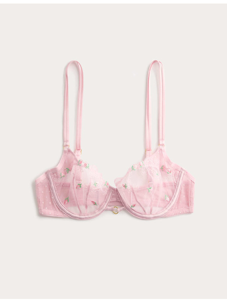 Marks & Spencer Podprsenka Leah s kosticemi, vyšíváním a polovičními košíčky (A–E) Marks & Spencer růžová