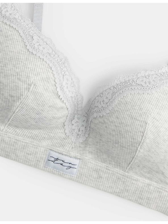 Marks & Spencer Bavlněná žebrovaná dekoltová podprsenka Juni bez kostic (A–E) Marks & Spencer šedá