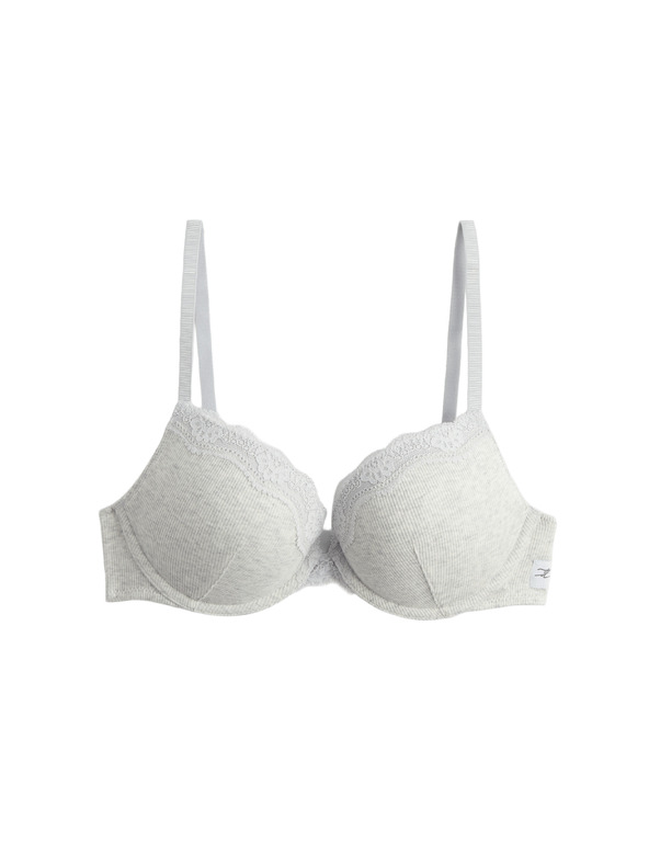 Marks & Spencer Bavlněná push-up podprsenka Juni pro hluboký dekolt, s kosticemi (A-E) Marks & Spencer šedá