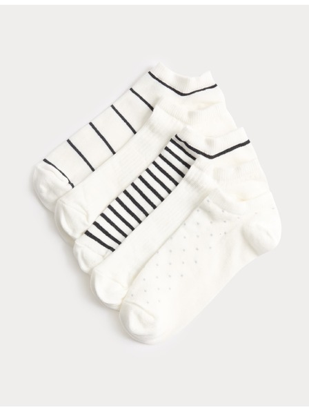 Marks & Spencer Vzorované krátké ponožky Trainer Liners™, s vysokým podílem bavlny, sada 5 párů Marks & Spencer černá
