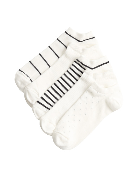 Marks & Spencer Vzorované krátké ponožky Trainer Liners™, s vysokým podílem bavlny, sada 5 párů Marks & Spencer černá