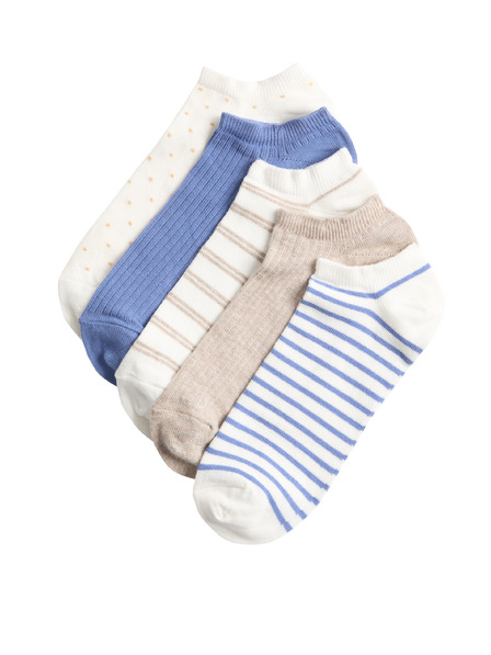 Marks & Spencer Vzorované krátké ponožky Trainer Liners™, s vysokým podílem bavlny, sada 5 párů Marks & Spencer modrá