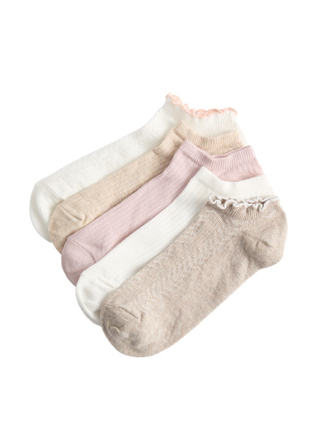 Marks & Spencer Vzorované krátké ponožky Trainer Liners™ s vysokým podílem bavlny, sada 5 párů Marks & Spencer růžová
