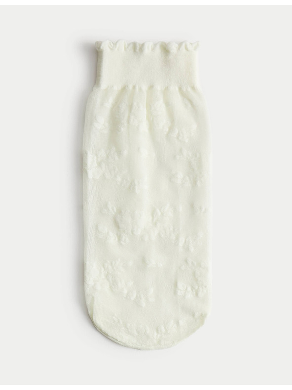 Marks & Spencer Květované kotníkové ponožky s krajkou Marks & Spencer smetanová