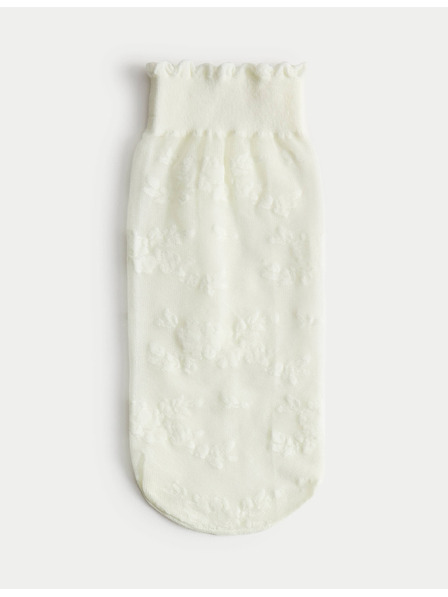 Marks & Spencer Květované kotníkové ponožky s krajkou Marks & Spencer smetanová