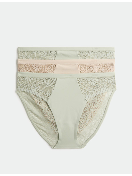 Marks & Spencer Vysoce střižené kalhotky Body Soft™, sada 3 ks Marks & Spencer zelená
