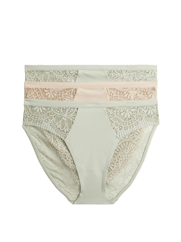 Marks & Spencer Vysoce střižené kalhotky Body Soft™, sada 3 ks Marks & Spencer zelená