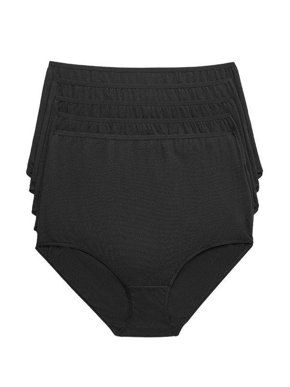 Marks & Spencer Sada 5 ks kalhotek s vysokým pasem, z čisté bavlny Marks & Spencer černá